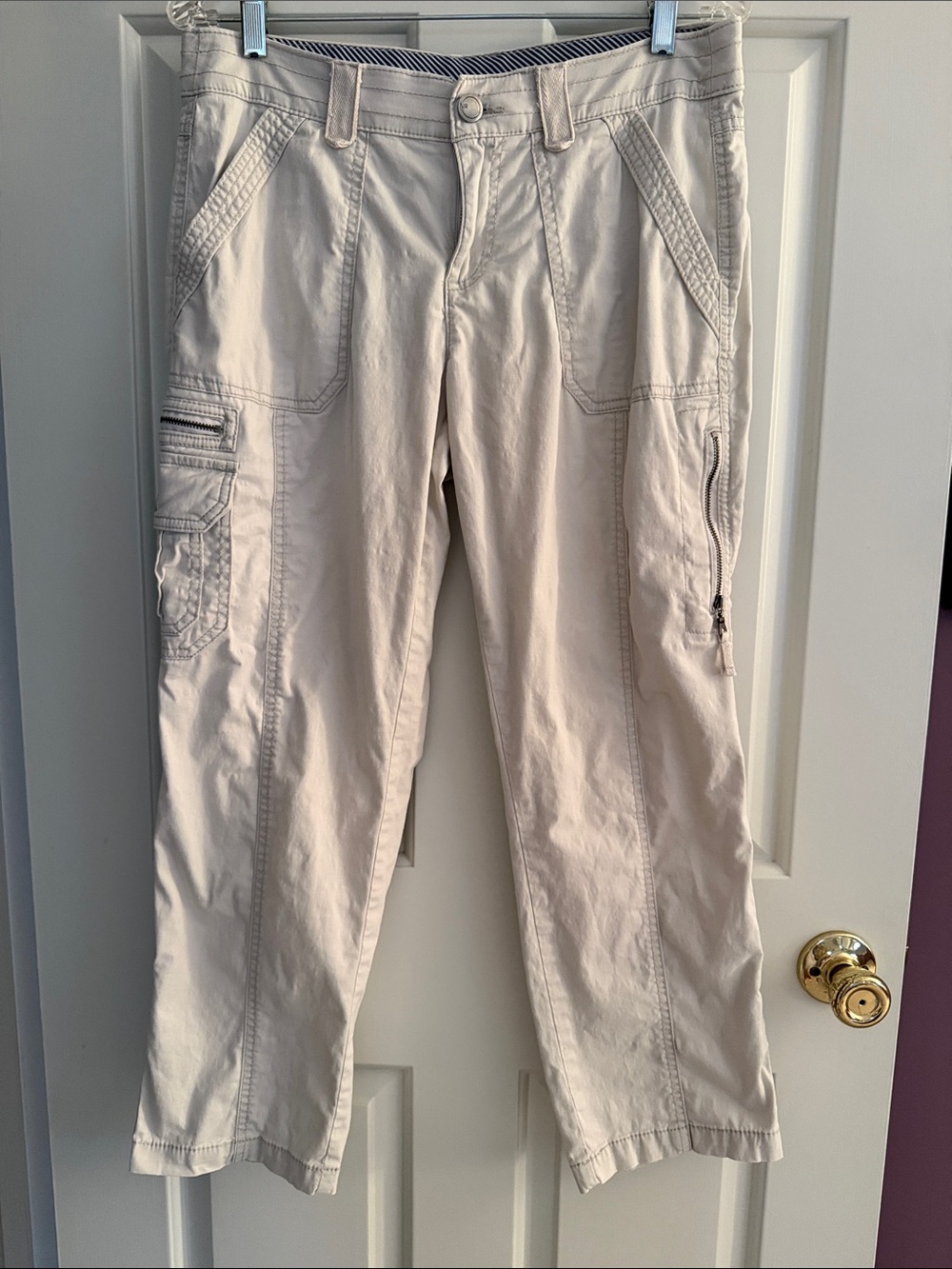 Natural Reflections Women's Straight-Leg Cargo Pants in off white